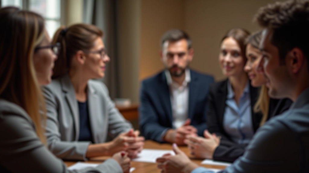 Gruppo di professionisti durante una sessione di pratica di public speaking