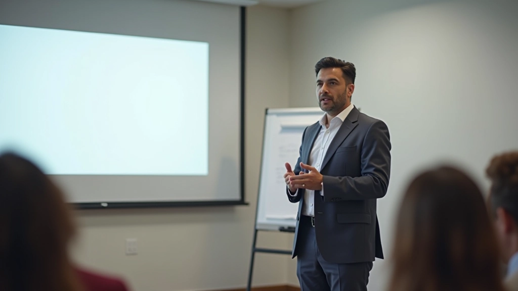 Partecipante che pratica la presentazione durante una sessione di allenamento dal vivo