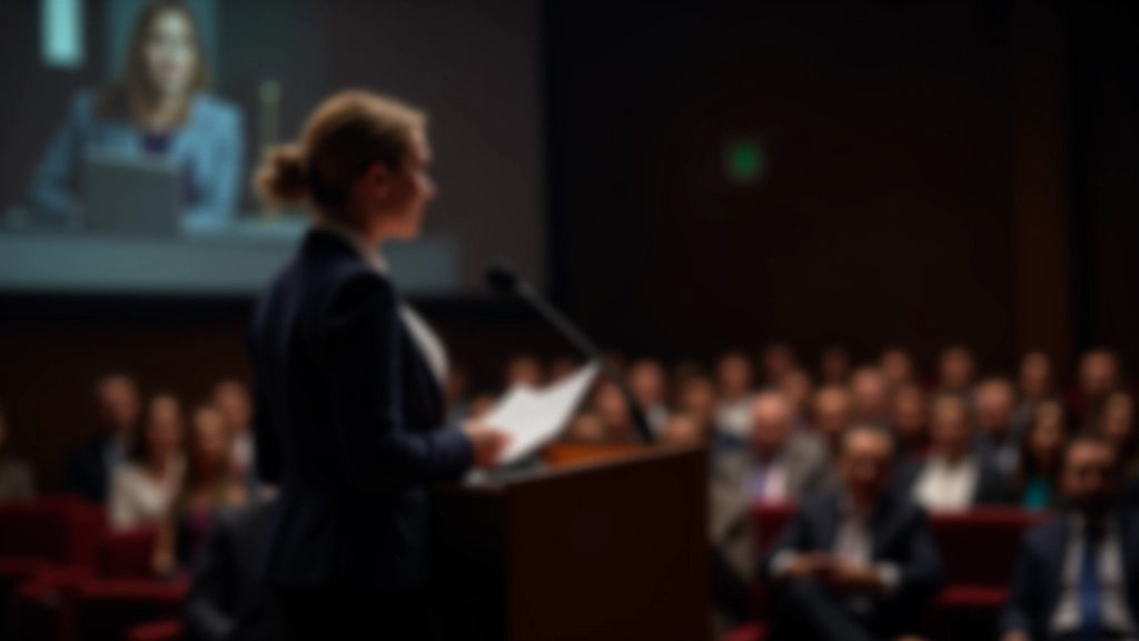 Professionista che presenta con fiducia di fronte a un pubblico